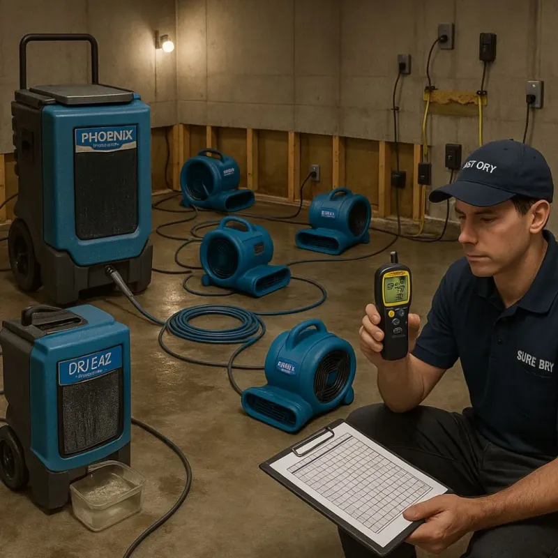 Structural Drying and Dehumidification process in Bartlett, IL